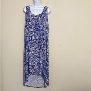 Sunday Anthologie Blue Patterned Sleeveless Dress women XL vacation beach soft